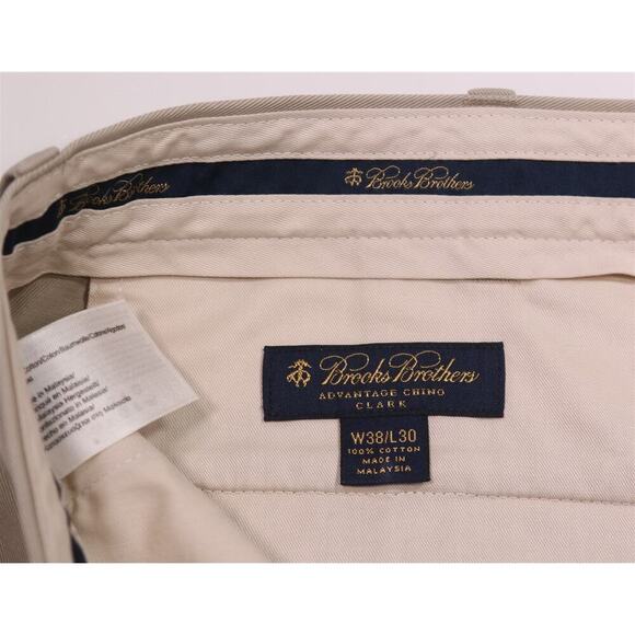 Brooks Brothers Advantage Chino * Lot of 2 * Khaki Flat Front Cotton Pants 38x30 - Picture 7 of 15